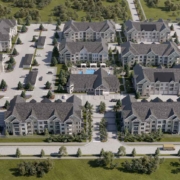 A view of an aerial photo of a residential area.