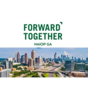 A picture of the city skyline with the words " forward together ".