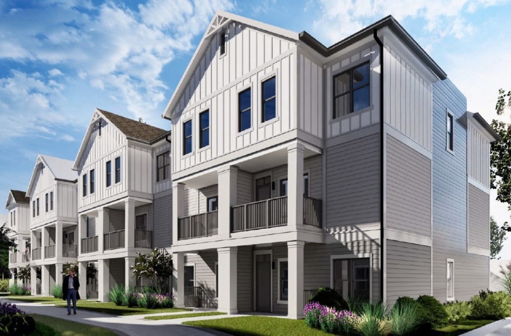 A rendering of the exterior of a building.